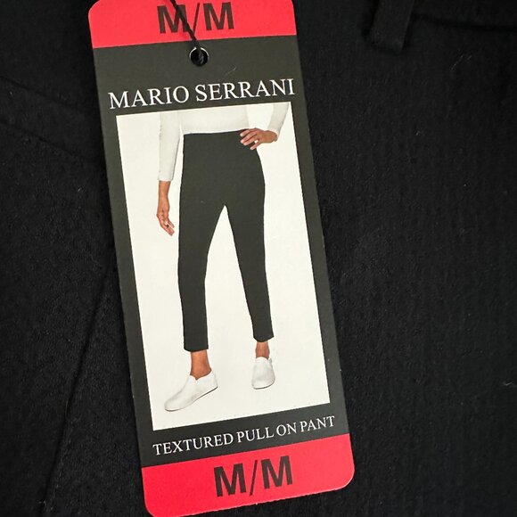 New Mario Serrani Women's Textured Pull On Pant Size M Black Tummy Control - Picture 1 of 14